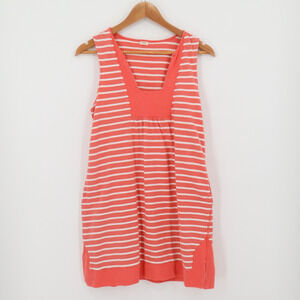 J.Crew Striped Cotton Dress Womens Preppy Nautical Coastal Coral Pockets Size XS